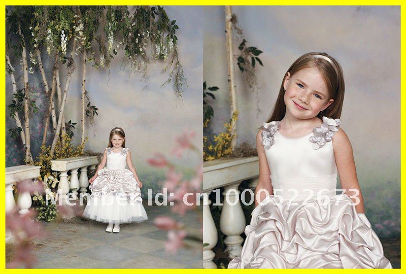 2012 Wholesale Off The Shoulder Jewel Tulle Ruffle Ball Gown Flower Girl 