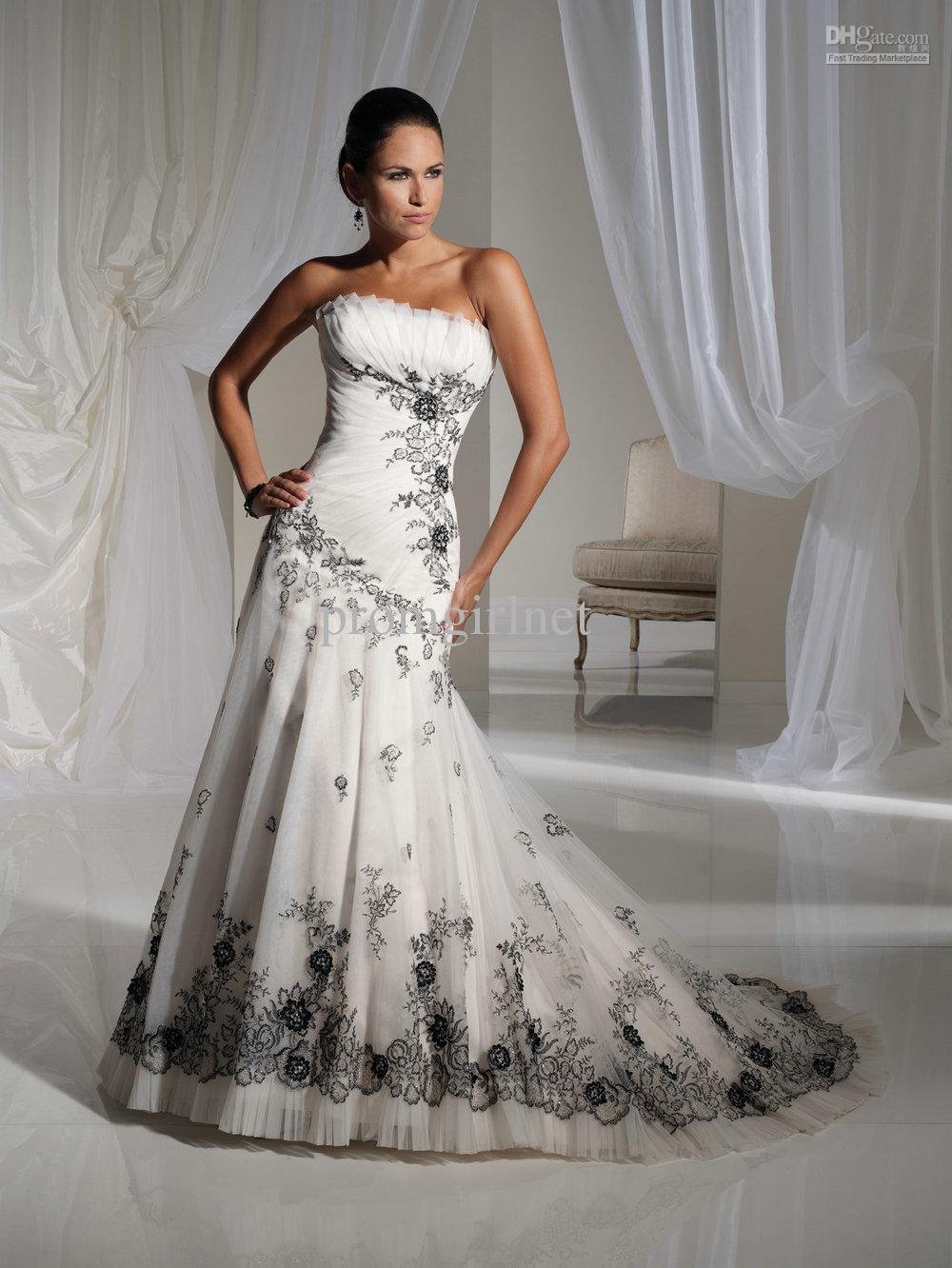 grey with black lace wedding dress