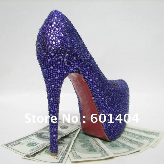 purple crystal wedding shoes