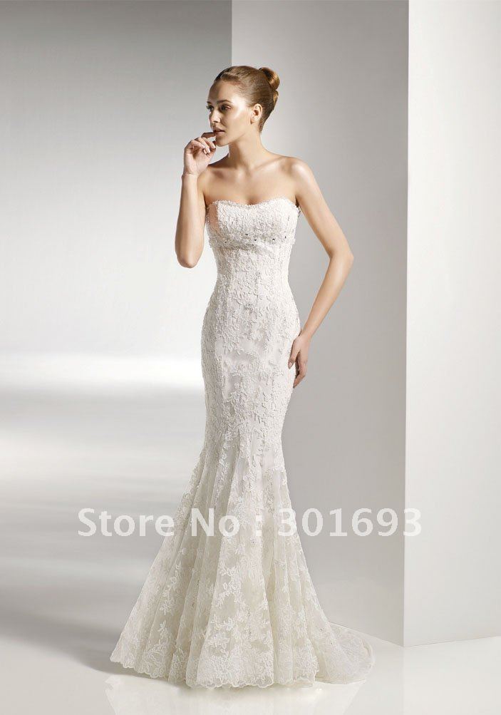 fishtail wedding dresses on Free Shipping Olw11 Lace Mermaid Fishtail Wedding Gowns