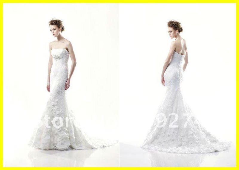 2012 Free Shipping Strapless Backless Sheath Lace Beading Wedding Dresses 