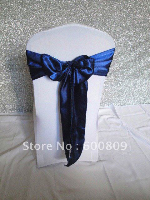100 pcs Deep Blue satin wedding chair sashes wedding party chair bows