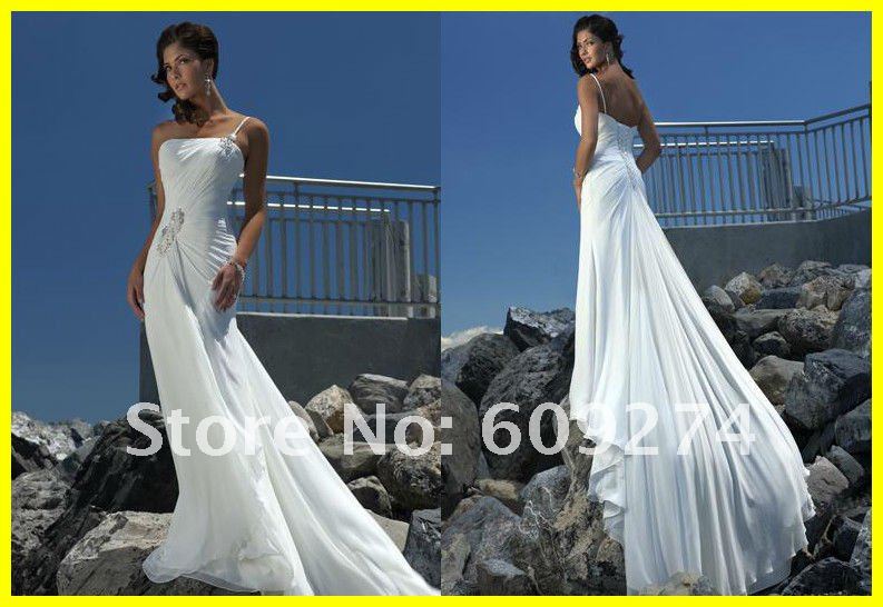  Sweep Train Chiffon Beading Designer Beach Wedding Dress Bridal Gown