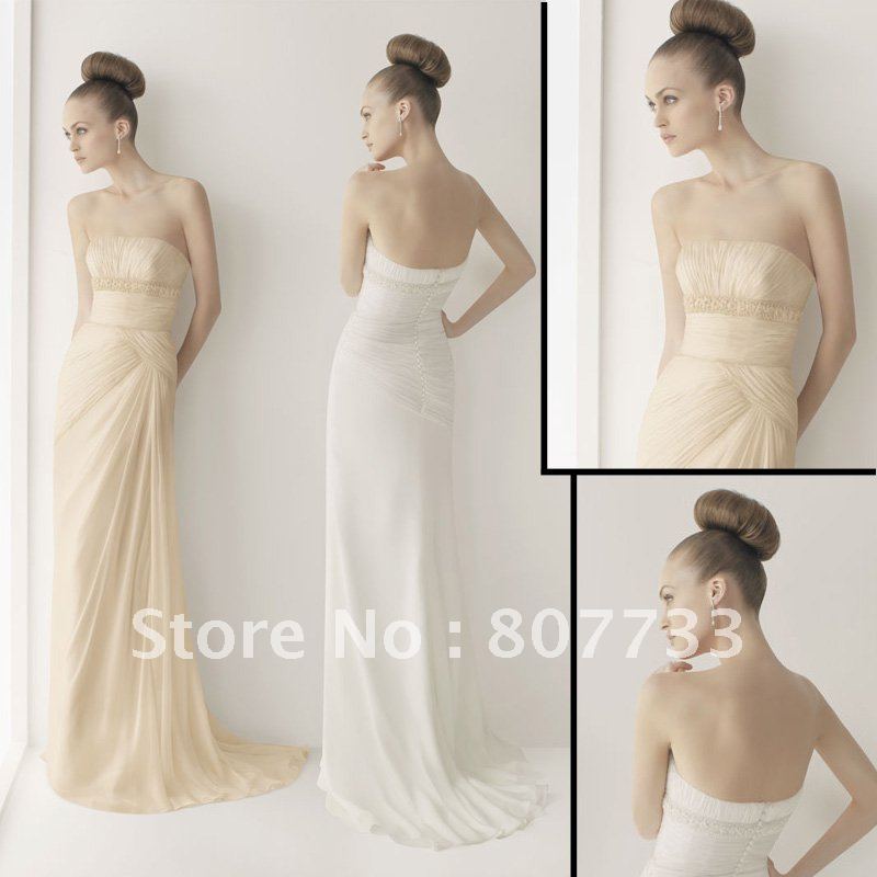  sheath floor length ivory champagne informal beach wedding gown