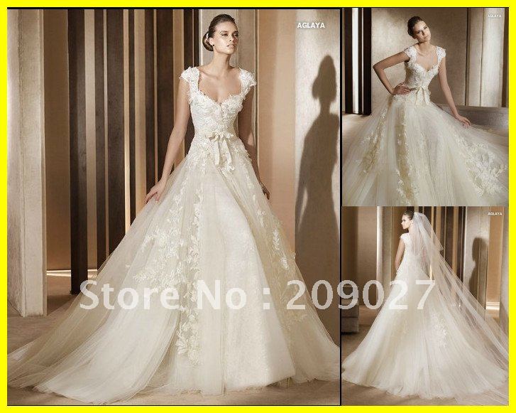  Appliques Bow Tulle A Line Floorlength Bridal Gowns Wedding Dresses