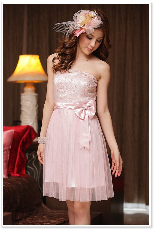 New Tube dress Party dress bridal wedding dress Lace Pink Wholesale and 