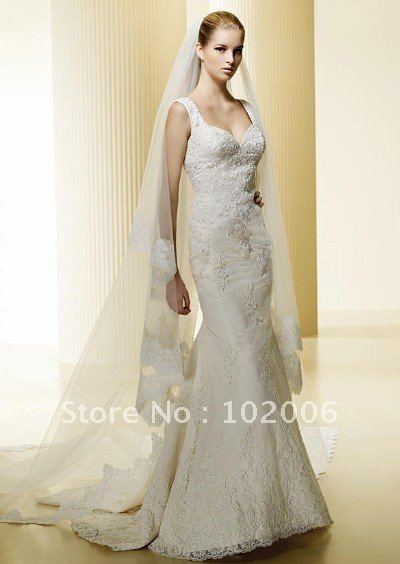  Floor Length Chapel Train Mermaid Wedding Dresses Bridal Gown HLWD2591