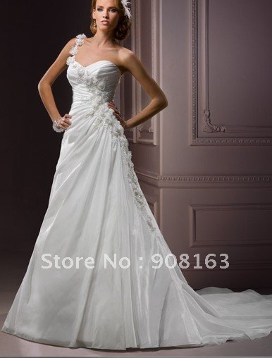 Free Shipping 2012 Style Oneshoulder Handmade Flowers Scattered with 