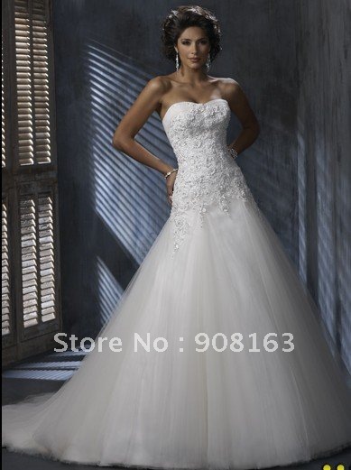 Aline Gown with Sweetheart and Corset Closure and embellished Lace Bodice 