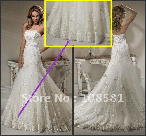 Hotsale Free Shipping Strapless Corset 2012 Romace Lace Wedding Dress