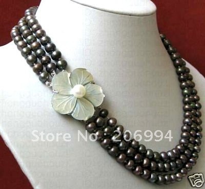 ... black white pearl necklace shell clasp pearl Jewelry fashion jewellery
