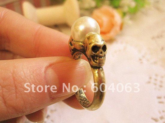 100Pcs Skull ring Men Women double faces coppery vintage rings Free Shipping