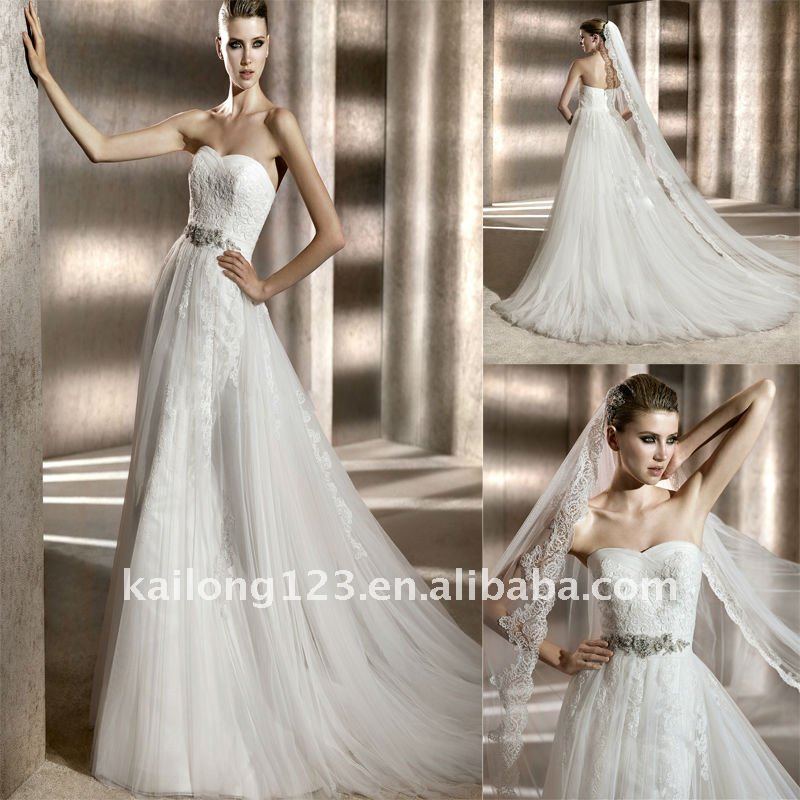  Strapless Beaded Embroidered Lace Tulle Grecian Wedding Dresses