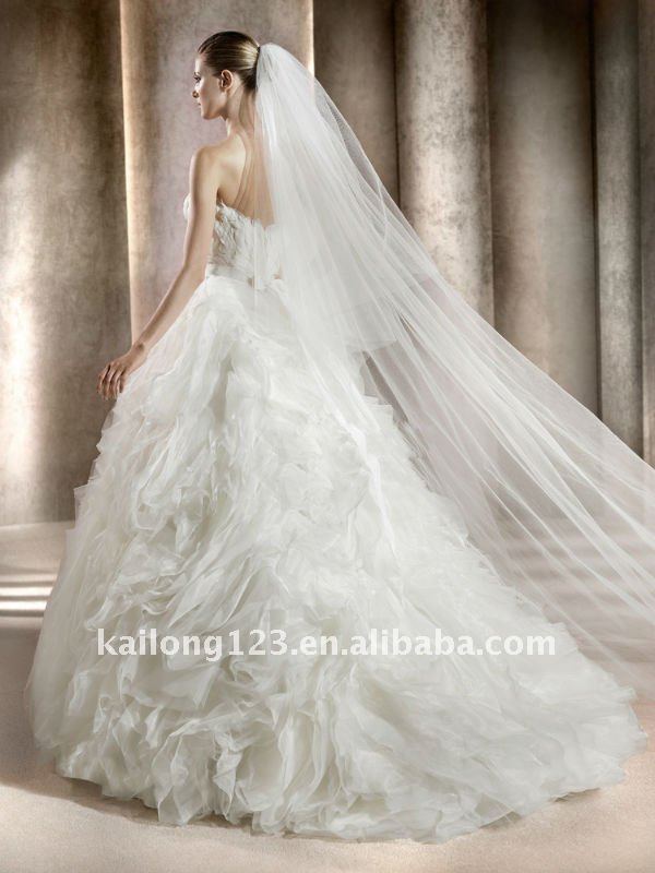 feathered ball gown wedding dress 