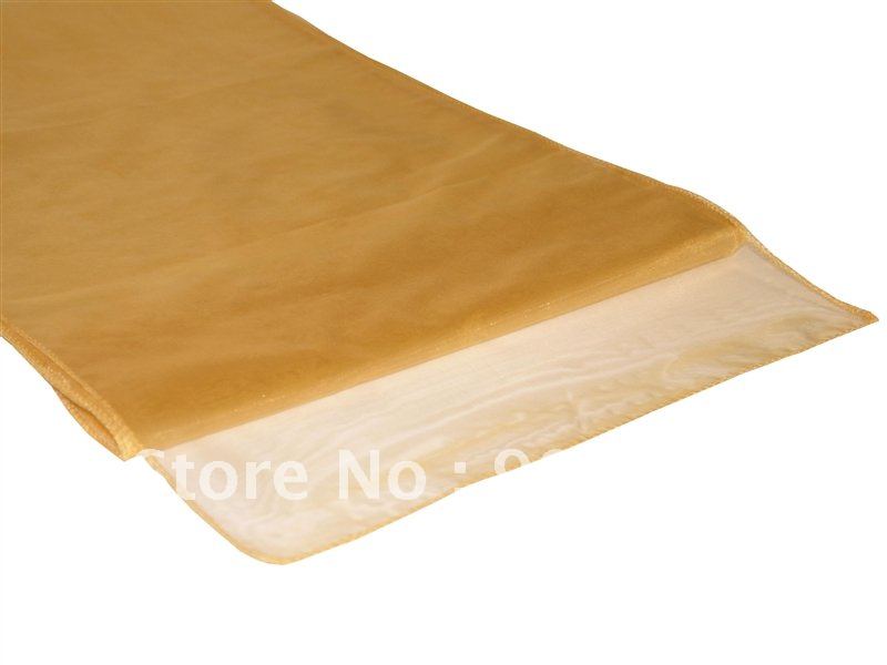Table runners100pcs 12''X108'' Gold Organza table runner for wedding