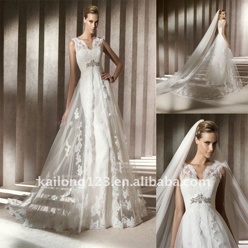  Sweep train With Tulle Overlay Front Split Tulle Arabic Wedding Dress