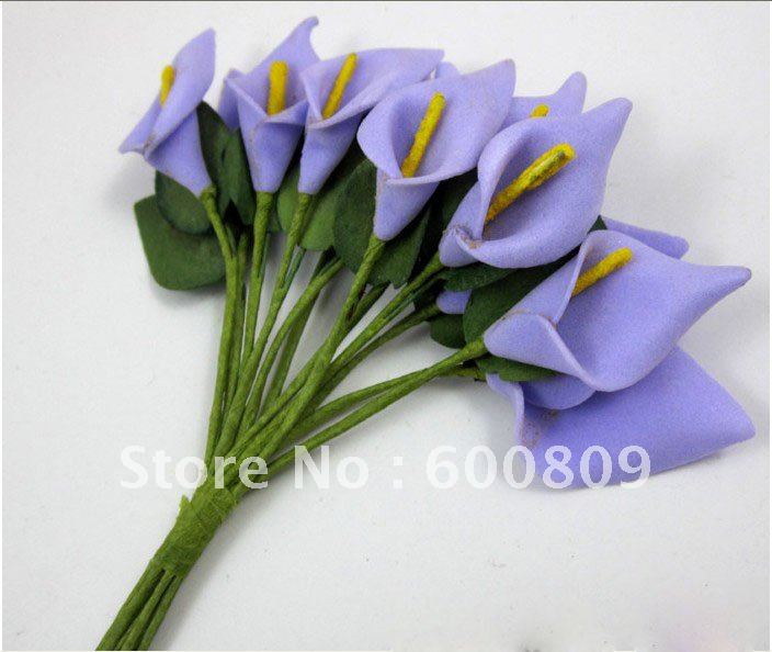 144 branches Purple Handmade Mini Calla Lily Flower Wedding Scrapbooking 