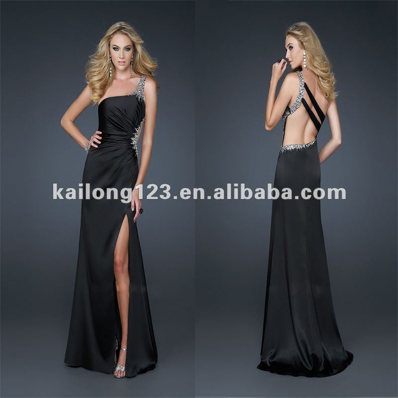 Backless Satin Prom Gown