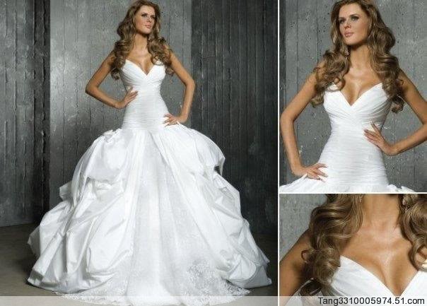 2012 New White Ivory Strapless Lace Wedding Dress wedding dress custom size