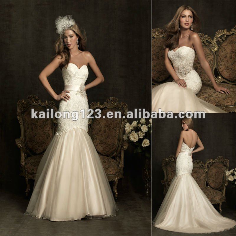Sweetheart Fit and Flare Court Train Appliqued Lace and Tulle Gorgeous 