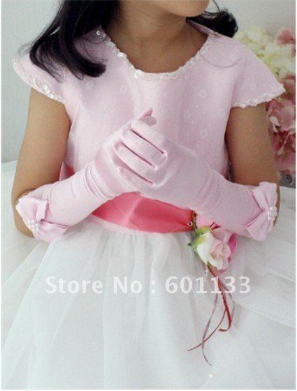 Free Shipping 10pcs Wedding Flower Girl Gloves 2 colors