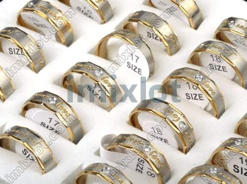 Stainless Steel With Crystal Coulpe Rings 50pcs lot SR262
