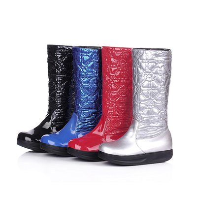 Fashion Snow Boots on Fashion Patent Leather Lady Boots Shining Pantshoes Snow Boots