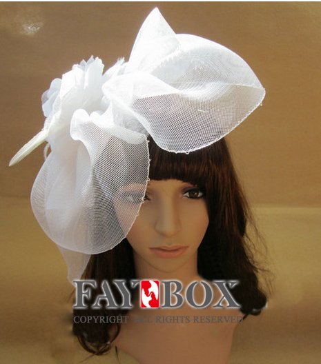 8pcs lotLady's Fashion Hair Accessories large white Feather flower 