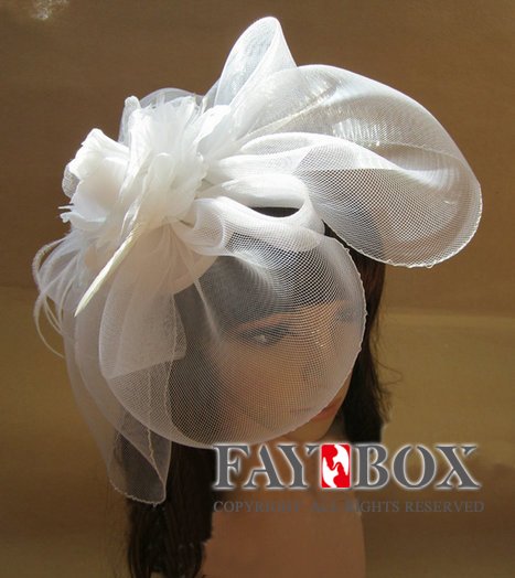 Lady 39s Fashion Hair Accessories Large White Feather flower Fascinator 