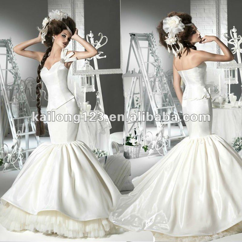 Strapless Flower Appliqued Mermaid Wedding Dress 2012