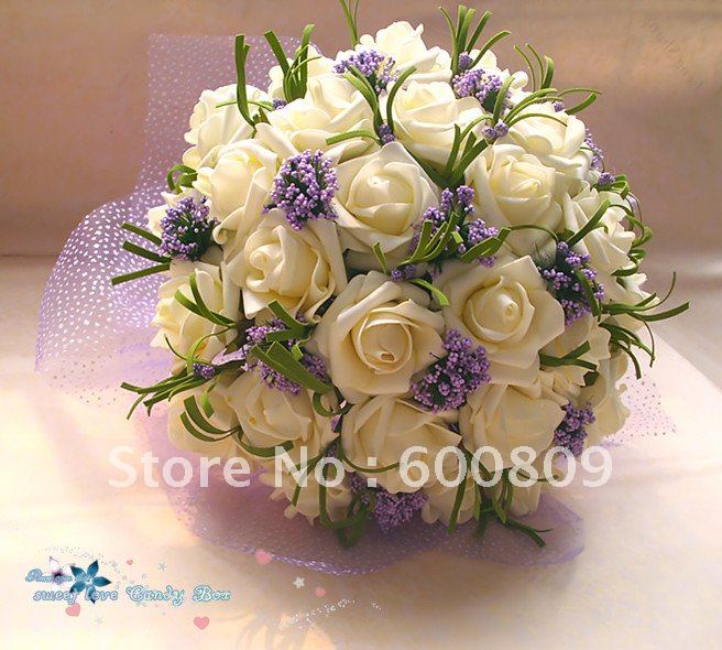 Cute Ivory Purple Popular Wedding Bouquet Throw Bouquet 