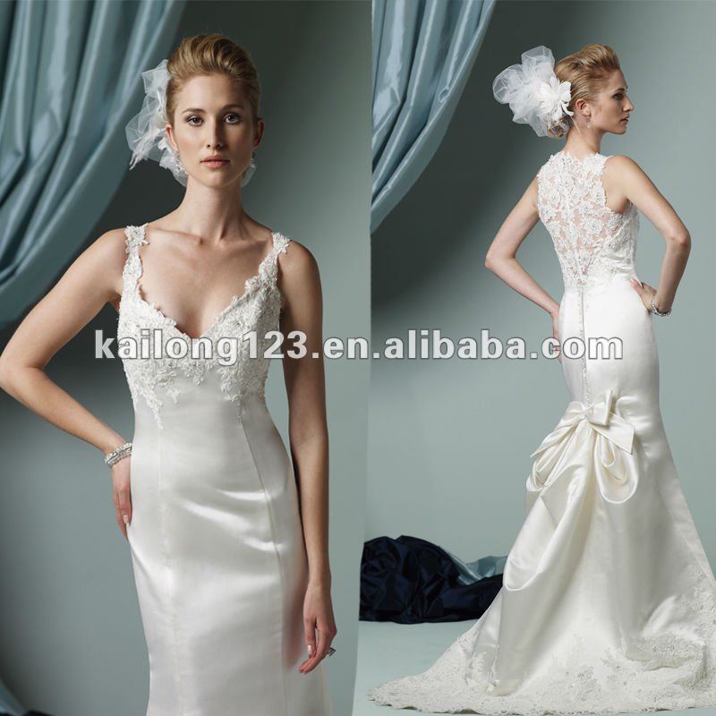 Designer VnecK Tankd Satin Lace Mermaid Wedding Gown
