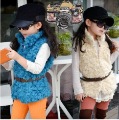 Girls Spring Autumn Faux Fur Vest children fashion Brand vest with belt Kids Clothes Outerwears 5pcs/lot