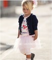 Girls' Suits Girl's 3 pieces suits Girl's Cardigan outerwear+ short sleeve printing T-shirt + Tutu dress skirt