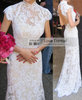 2013 New Lace Dress For Women Sexy Open Back Long Lace Party Court Train Wedding Dresses Free Shipping