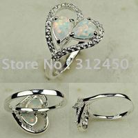 Moda joyas de plata blanco ópalo de fuego de piedras preciosas joyas anillo libre LR0771 envío (China (continental))