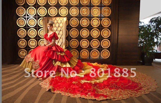 red gold wedding dress