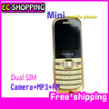 new arrival F622B cellphone New 2013 original mini mobile phones cheap old man cell phone Metal mp3+FM gold Dual SIM cards