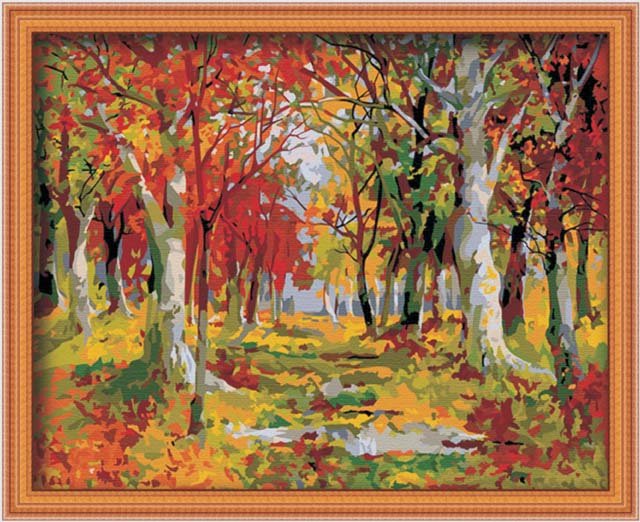 Paint by Numbers kit 50x40cm (20x16) Forest in Autumn  