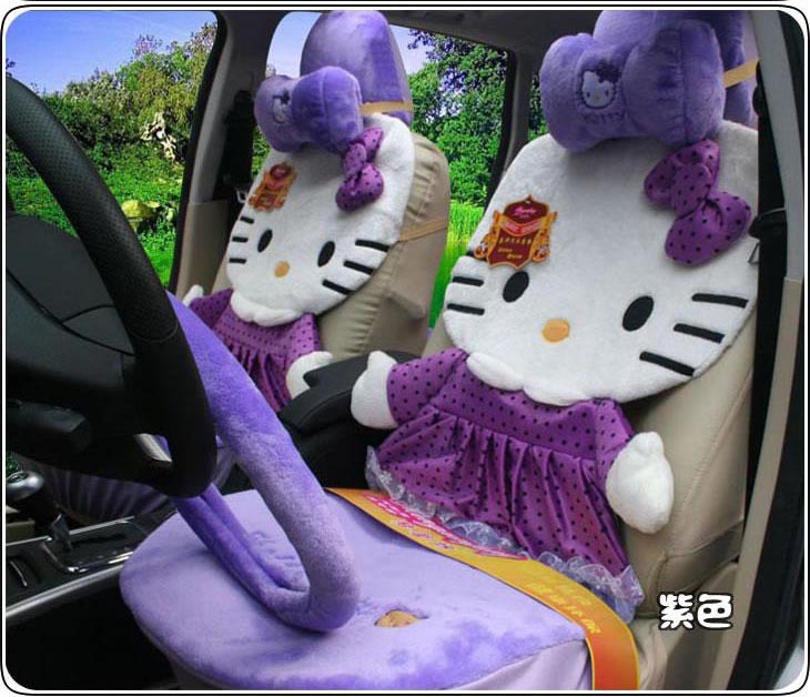Purple Color 12pcs HelloKitty Car Seat Covers Hello Kitty Car Cushion