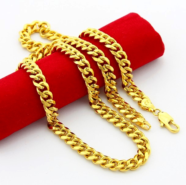 24K Gold Necklace Classic Chains For Men 6.5mm, Long 20 30, Jewelry For ...